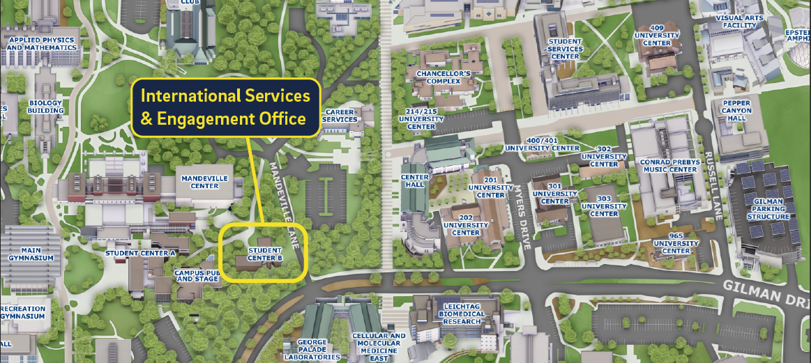 Map indicating location of Student Center B